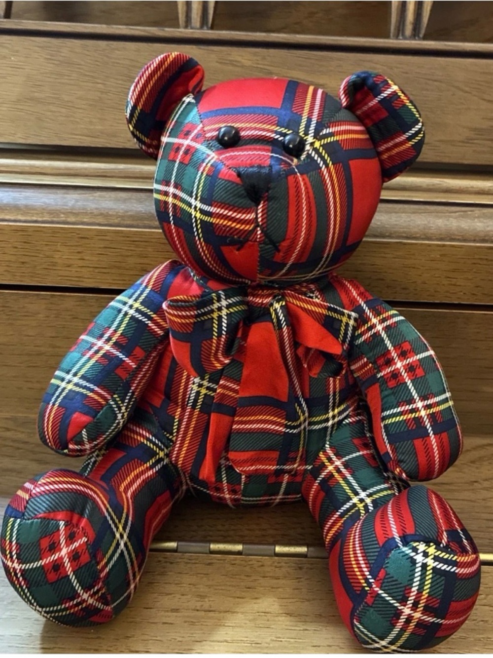 Echo New York Scarf 100% Silk Plaid Tartan Decorative Holiday 10 inch Teddy Bear
